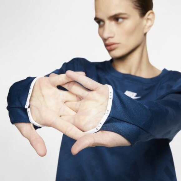 Nike Air blue midlayer DriFit crew long sleeve running  top size M - Picture 9 of 16